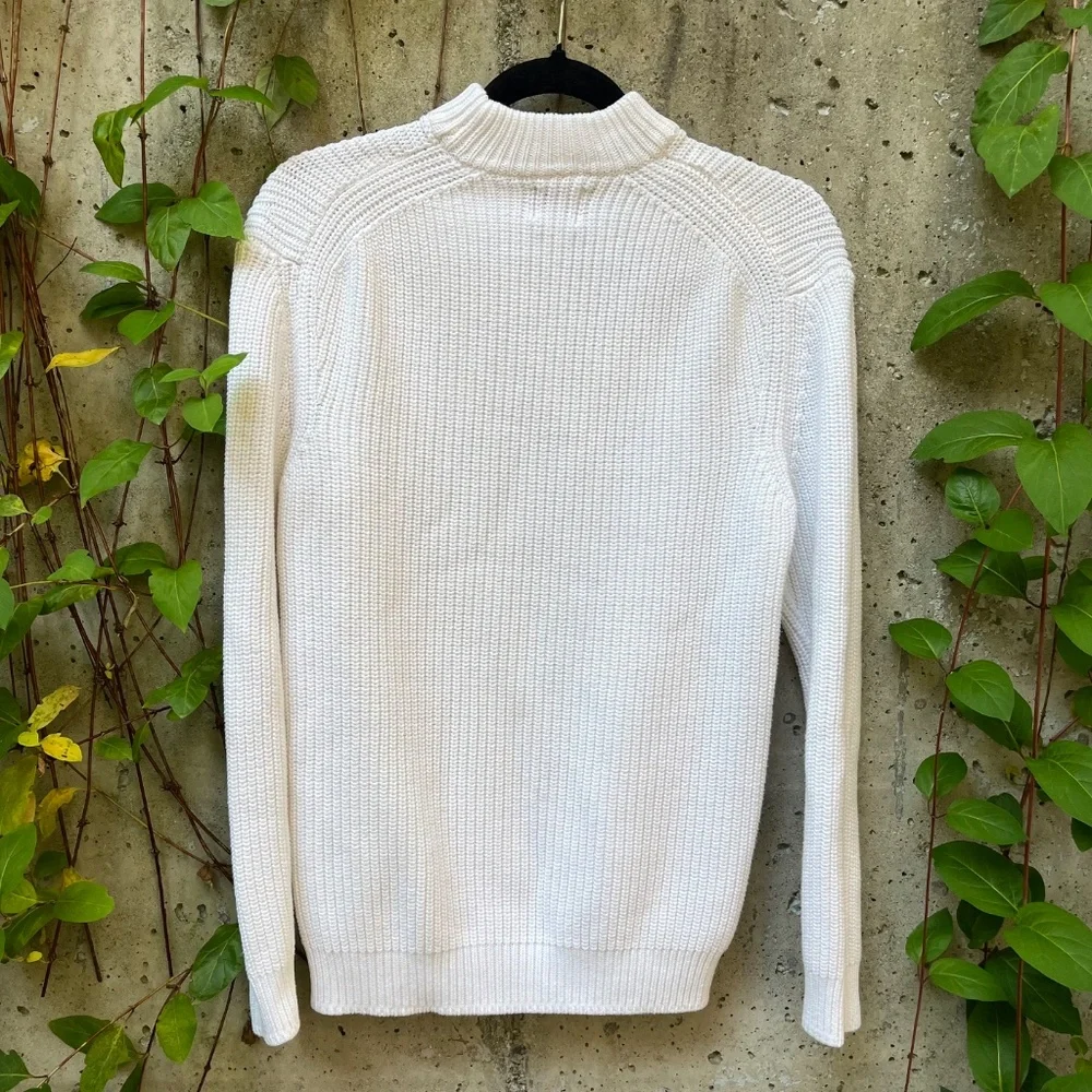 Zara Cotton Sweater, Mock Neck, Classic White, Medium - Picture 3 of 8